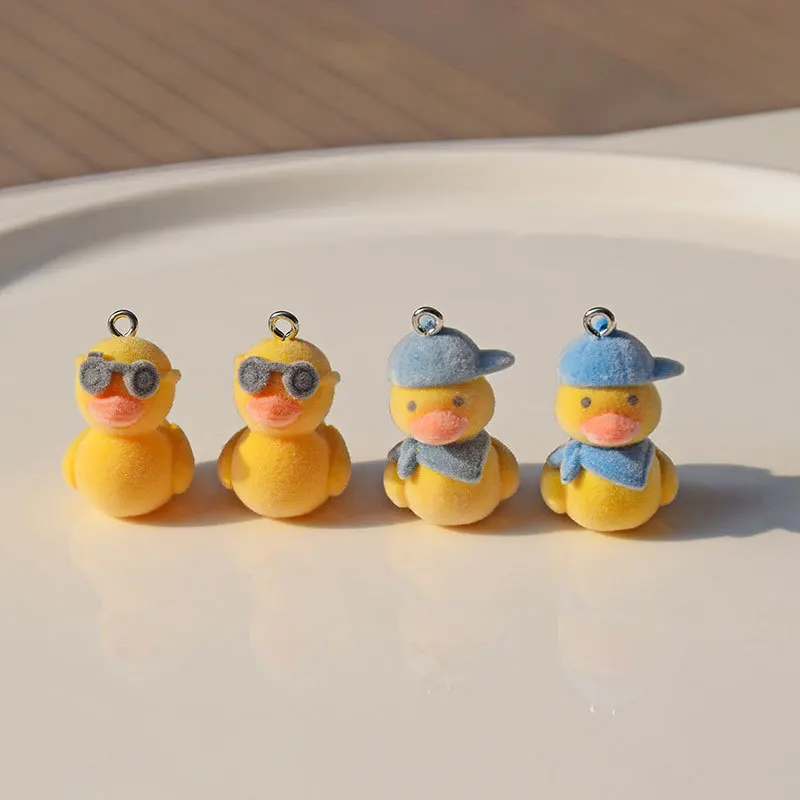 10Pcs/Lot Flocking Emulation Little Yellow Duck  DIY Handiwork Small Pendants for Earrings Bags Phone Pendant Creative Gifts