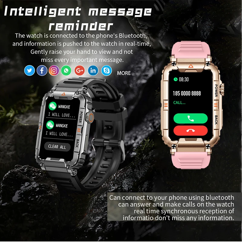 GPS Smart Watch For Android IOS Outdoors Ip68 Waterproof Watches Military Healthy Monitor AI Voice Bluetooth Call Smartwatch men