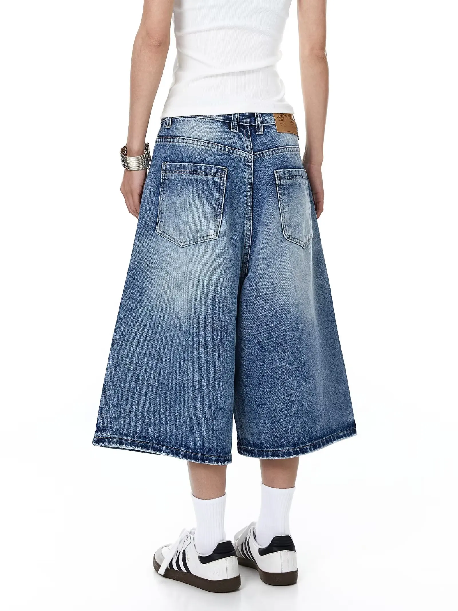 High Quality Vintage Y2k Baggy Denim Shorts Wide Leg Pants for Women&Men Fashion Wash Knee Length Jeans Shorts Oversize Pants