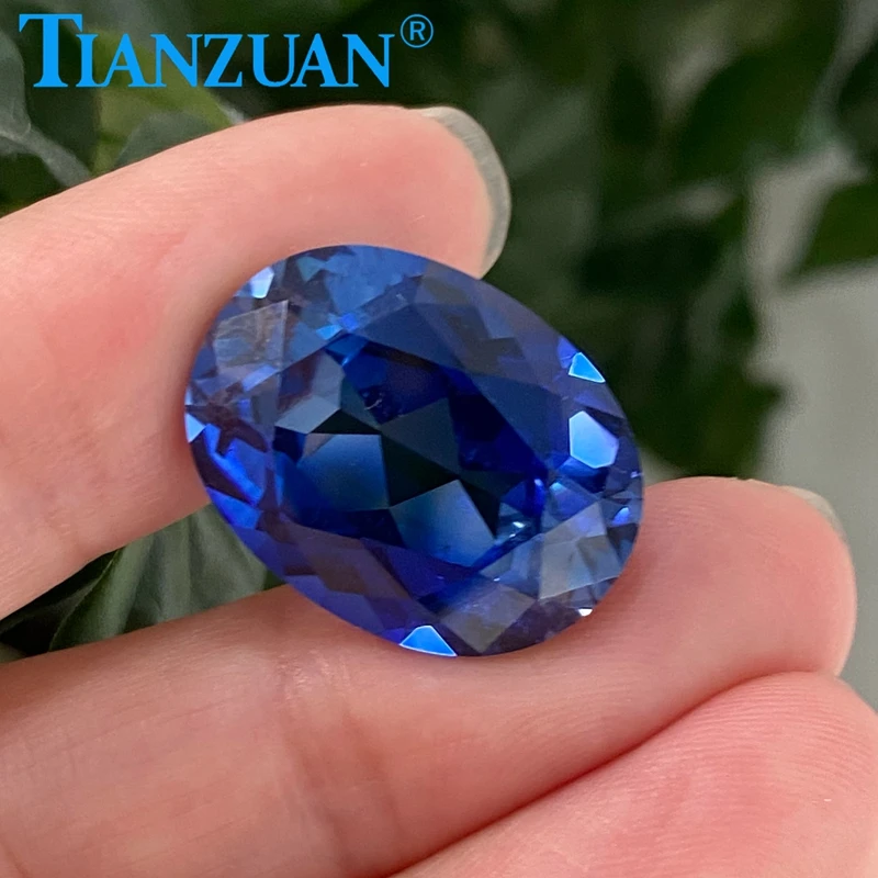 

Lab Grown Sapphire Cornflower Blue Sapphire Oval Shape Natural cut Synthetic Stone with inculsion loose stone for jewelry making