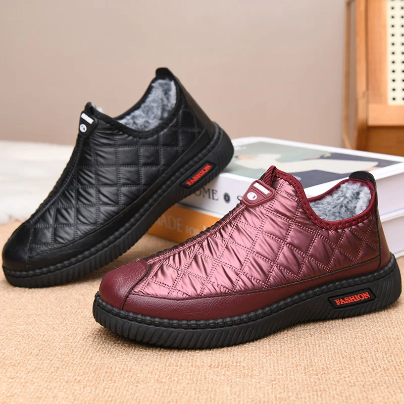 New Winter Women's Fleece-Lined Warm Short Boots, Comfortable Flat Shoes, Thickened Casual Shoes, Middle-Aged and Elderly Snow Boots - view 5