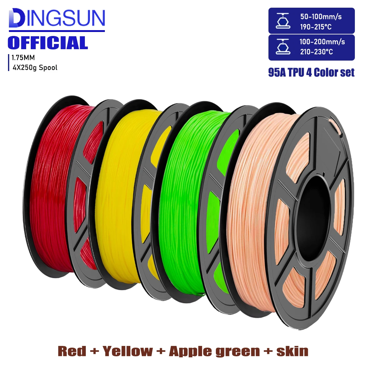 

Нить ТПУ 1,75 мм, гибкая нить для 3D-принтера 95 А, катушка 250 г/500 г/1000 г, профессиональная точность ± 0,03 мм, подходит для большинства принтеров FDM