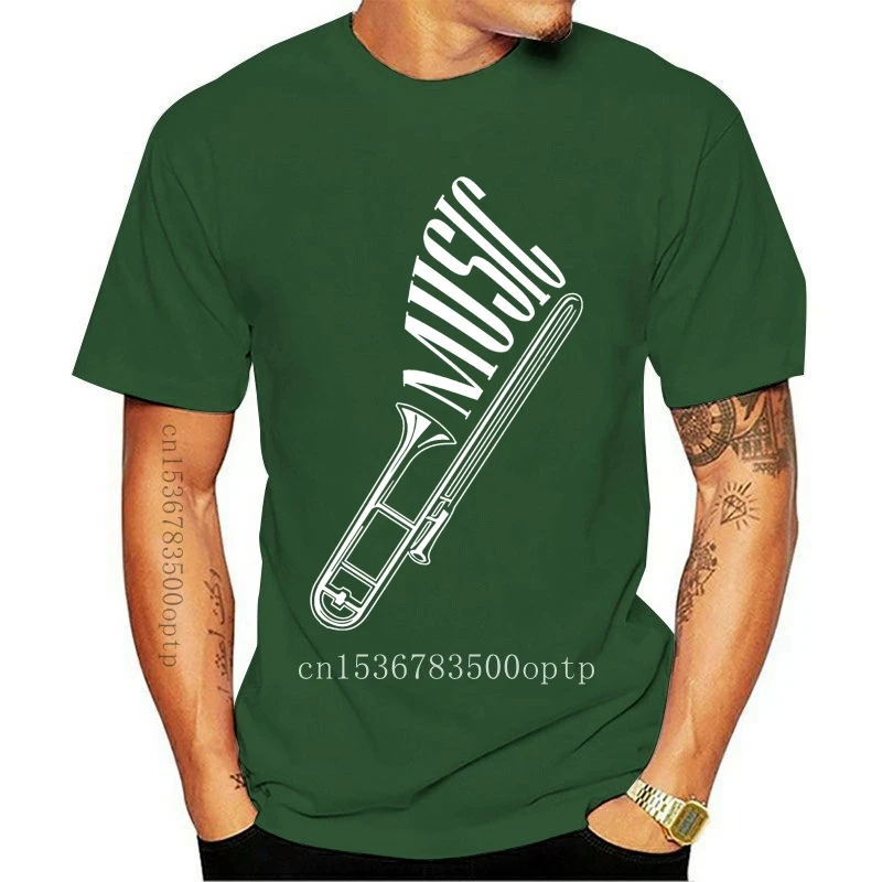 100% Cotton O-neck printed T-shirt Trombone Music Player Jazz Marching Band Musician Tee