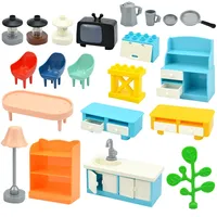 Big Size Building Block Furniture House TV Lamp Fence Chair Table Large Particle Assembled Figuers Toys Compatible With Duploes