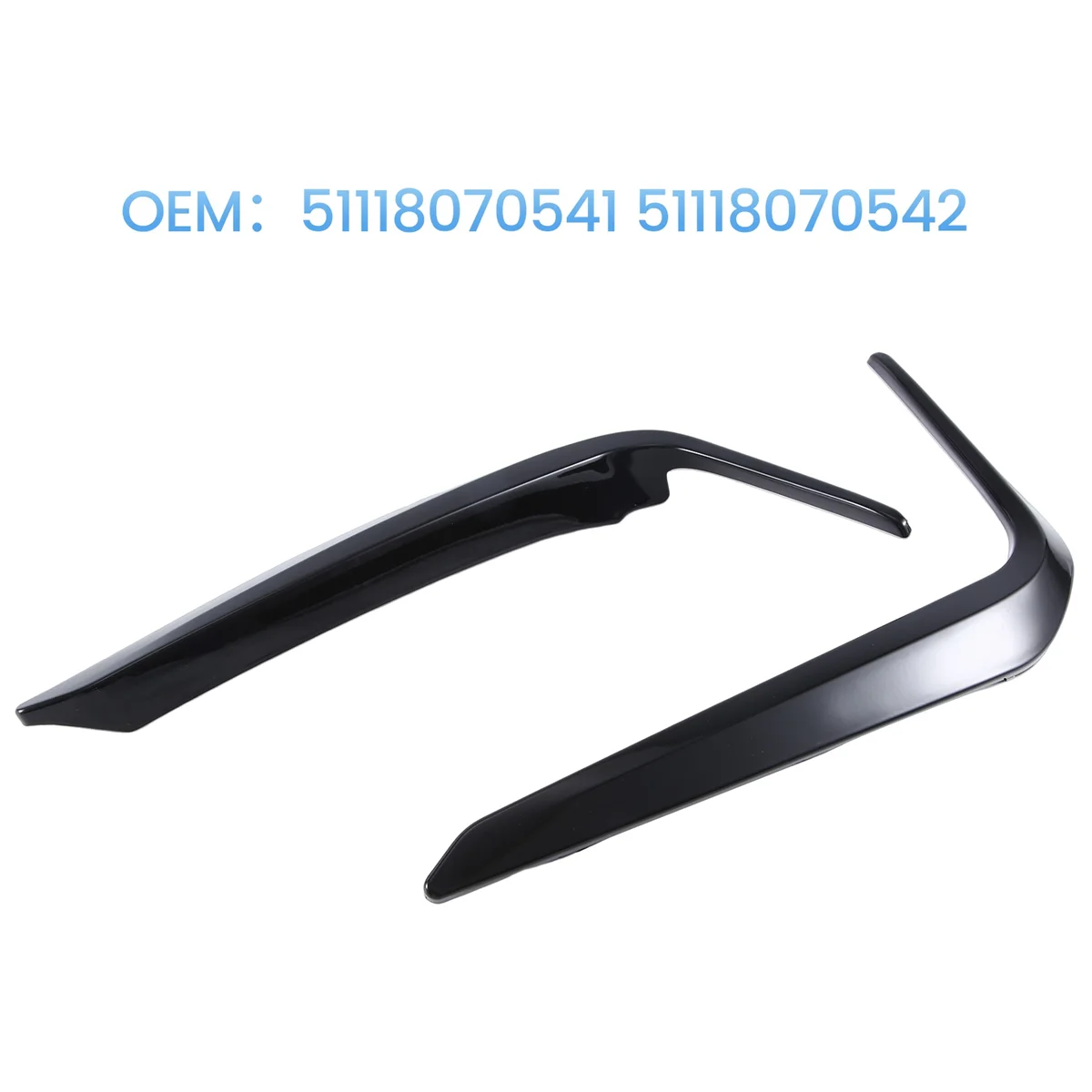 Black Car Fog Lamp Cover Trim Strips for BMW 5 Series G38 M Sport 2018-2020 51118070541 51118070542