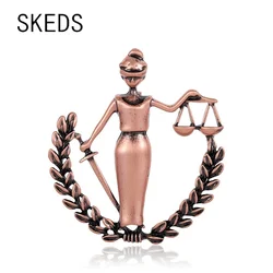 SKEDS Vintage Peace Women Brooch Pins For Lady Legal Lawyer Badge Collar Clip HIjab Pins Suit Coat Wheat Ears Figure Brooches