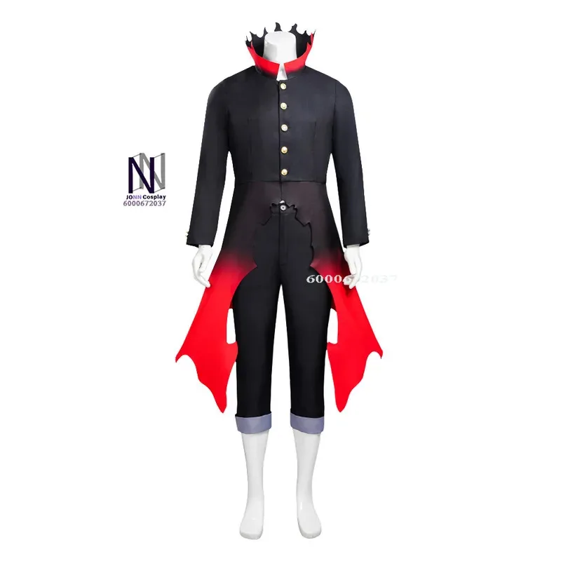

Anime Dandadan Okarun Ken Takakura Costume - Men's Black Suit, Gradient Red Hem, Mask, Glasses for Cosplay dl;1