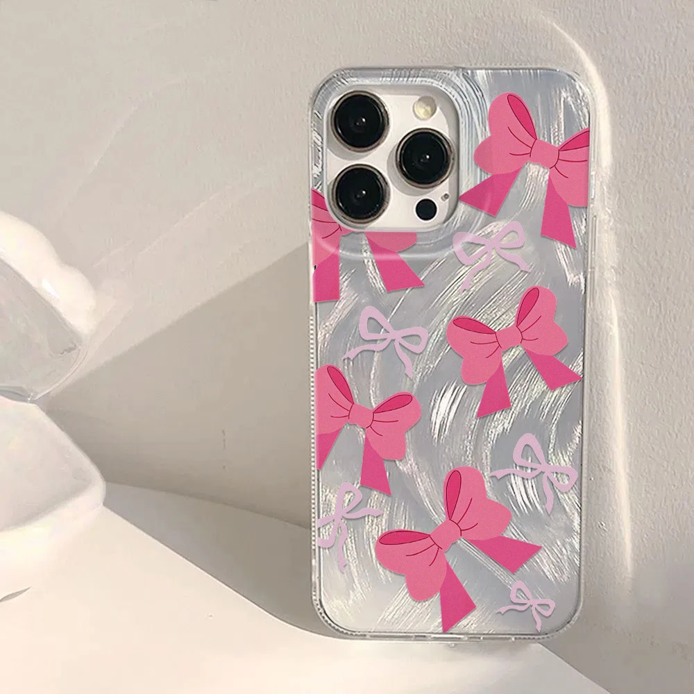 

INS Bow Pattern Phone Case for iPhone16/15/14/13/12/11/ProMax/Pro/Plus Fashion Friend Gift Aesthetic Phone Case