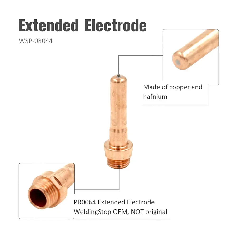 20 peças tocha de corte de plasma 50a pontas de tubo de eletrodo caber cb70 eastwood versa corte 60a Pkg-20 bico de tocha de plasma PD0014-10 WSP-08070