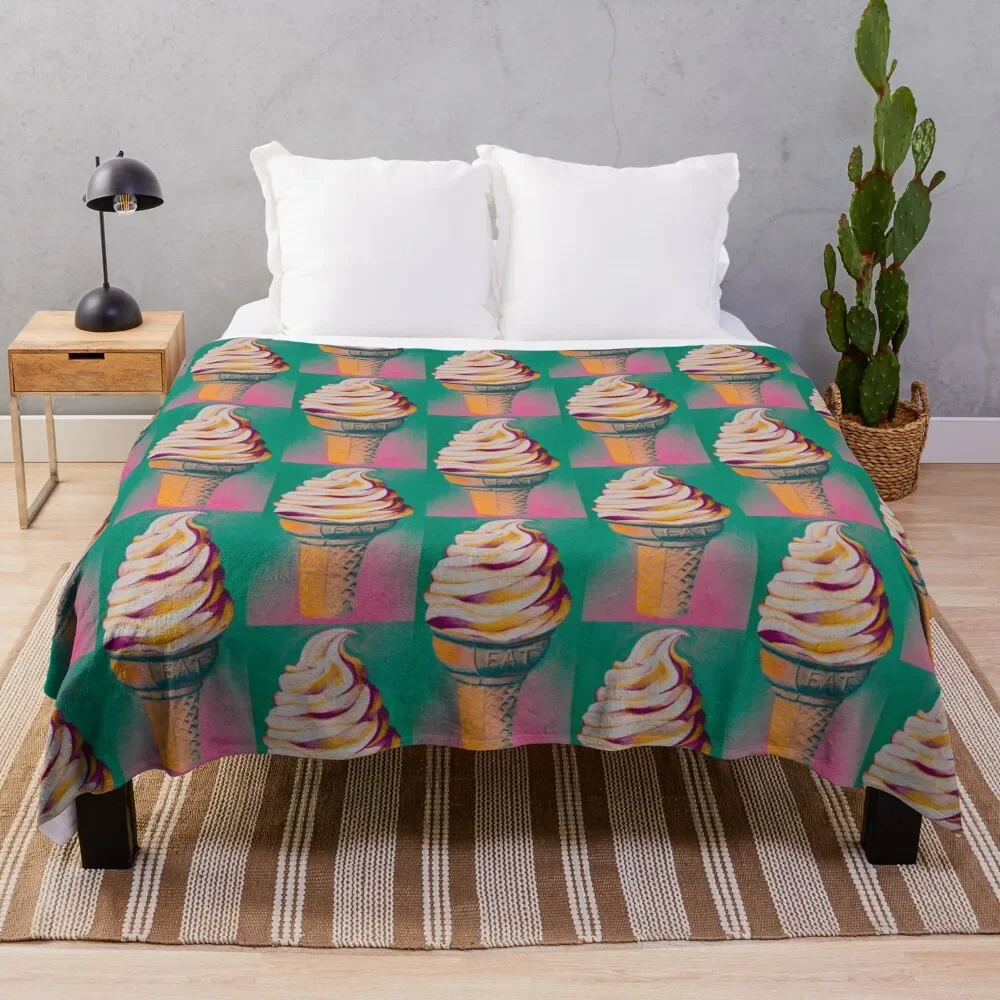 

Deep Fried Ice Cream Cone Pop Art Painting Throw Blanket Decorative Sofas Blankets