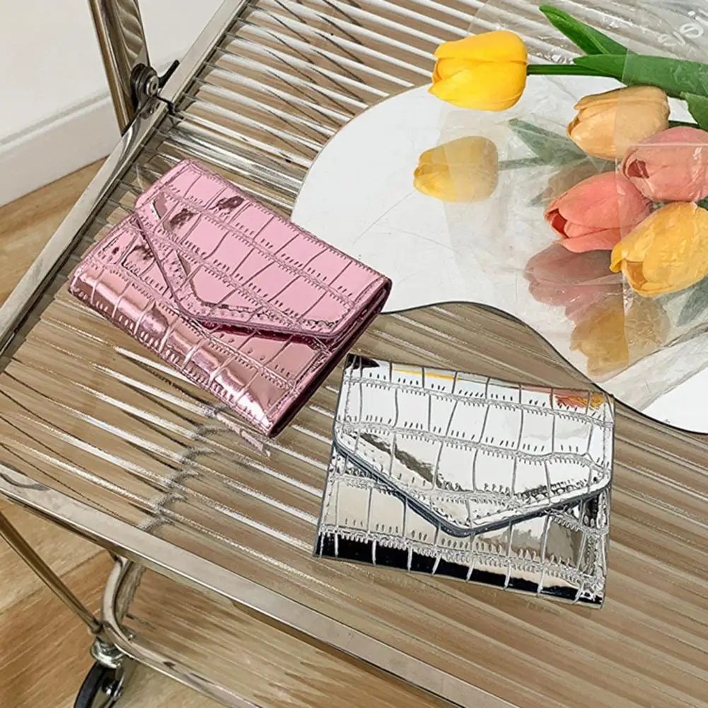 Compact Card Holder Women Wallet with Smooth Surface Multi Card Slots Compact Mini Purse Portable Stone Texture Faux Leather