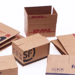 5Pcs/1Set 1:12 Mini Simulation Carton Express Imitation Cardboard Box Doll House Miniature Furniture Accessories Decoration