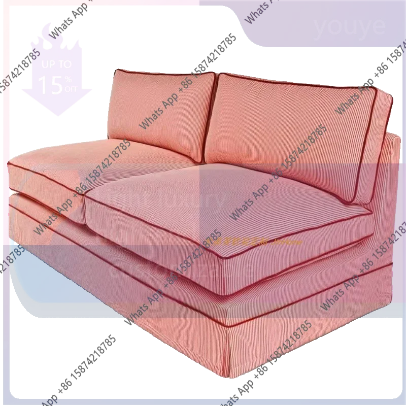 

grE Rt American Retro Cotton And Linen Pastoral Style Red Striped Armless Sofa Italian Minimalist Straight Row Small Apartment