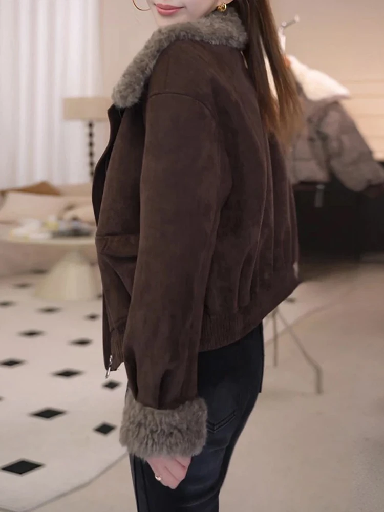 Ladies Thiened Lamb Fur Collar ort Jaet Korean Sle Loose Fit Warm Coat for Winter 2025 New Arrival Faionable Cotton...