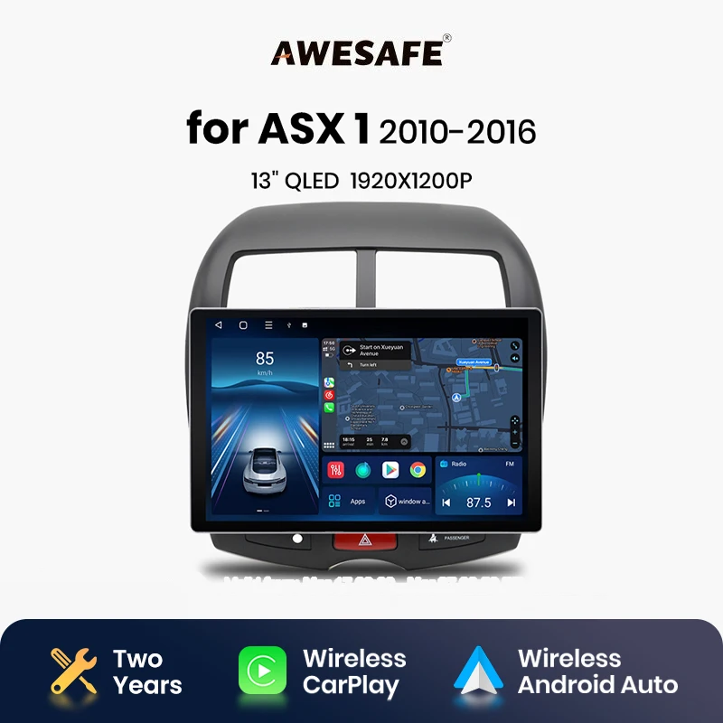 AWESAFE X7 MAX 13.1“ 2K AI Voice Wireless CarPlay Android Auto  for Mitsubishi ASX 1 2010 - 2016 Car Radio Multimedia autoradio