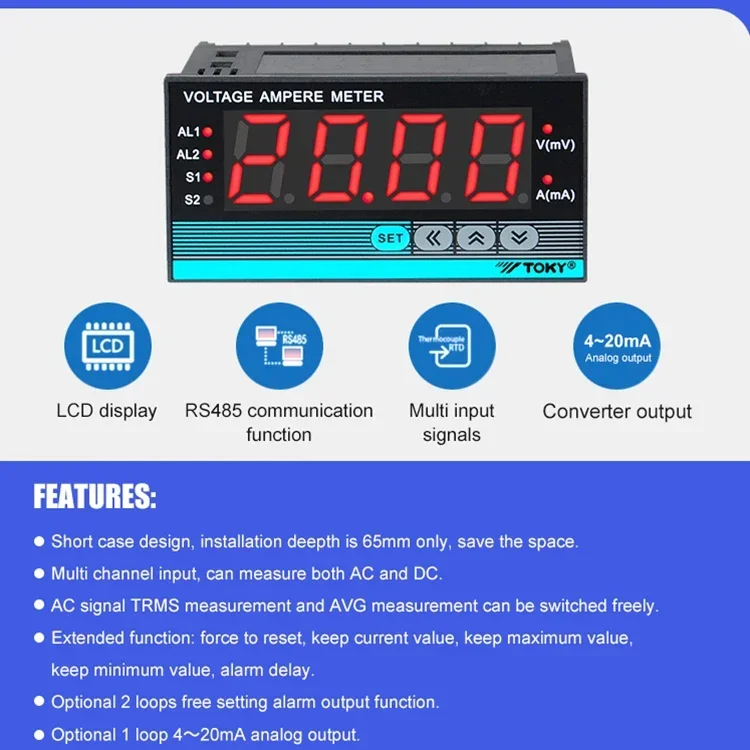 High Quality 4 Digits Digital Display Electronic Panel Meter Multifunctional Ampere Voltage Meters