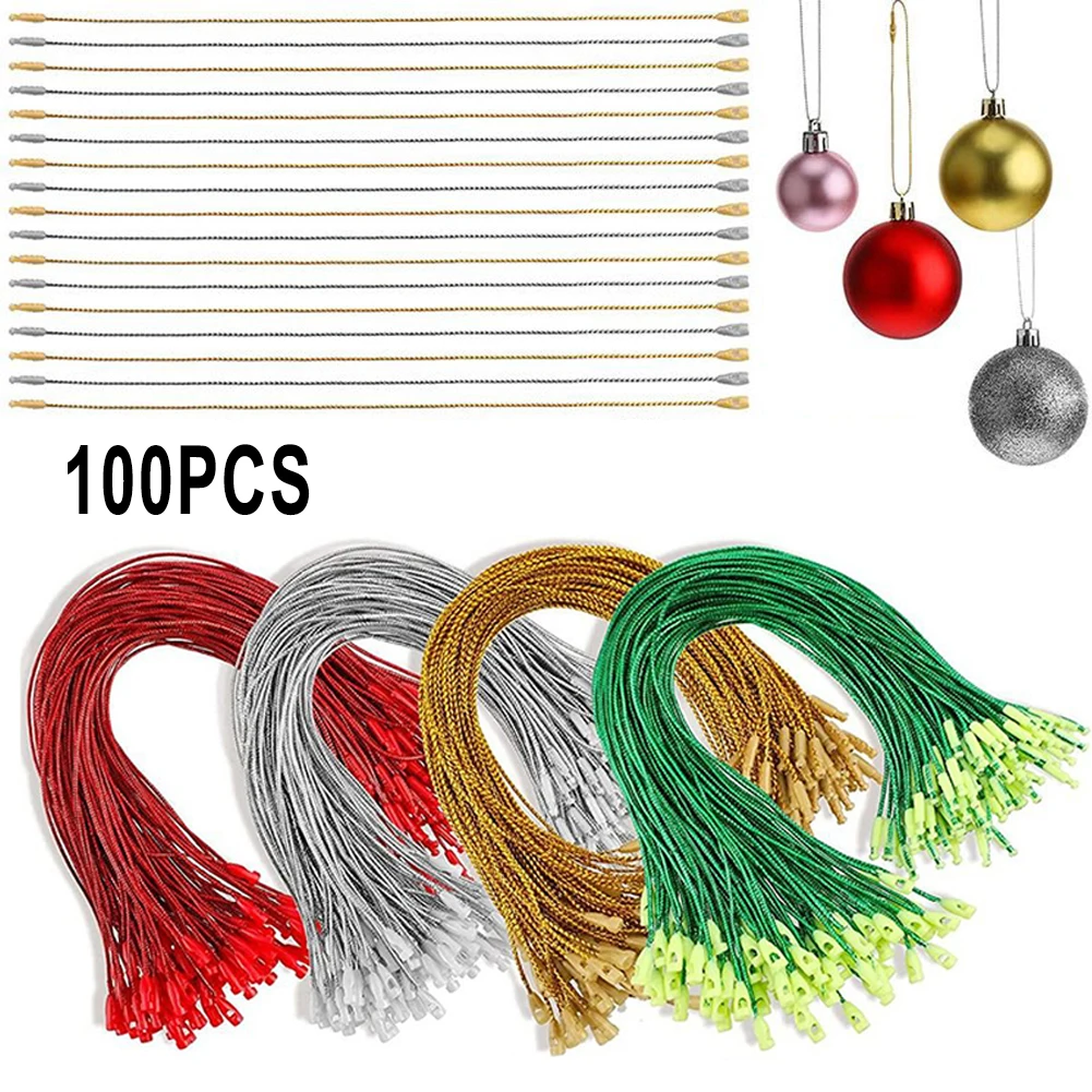 100 stücke Weihnachten Ornamente Aufhänger String Vorgeschnittene Hängende Seile Für Weihnachten Ball Home Party Weihnachten Baum Hängen Dekorationen Seile