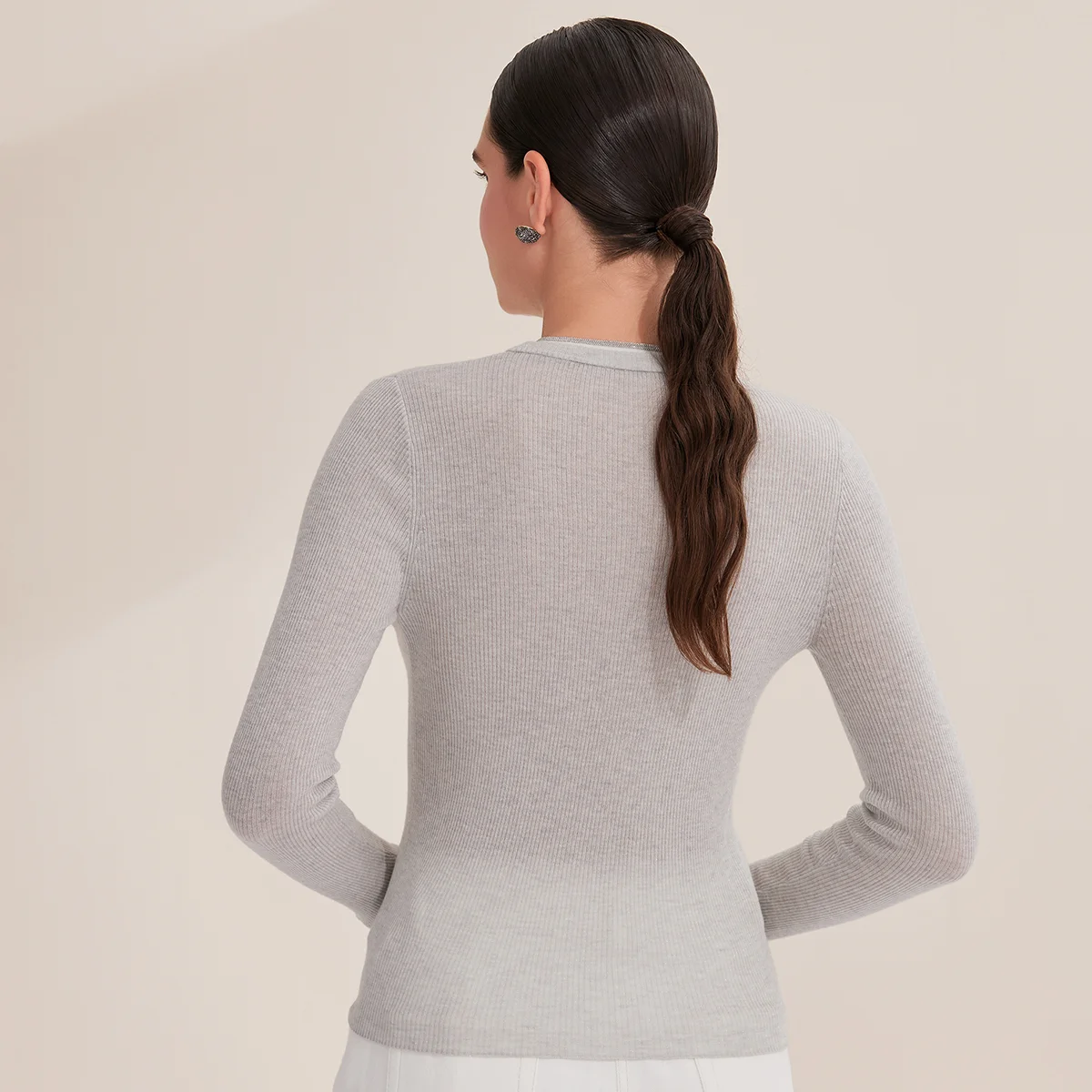 BY3521237 Lightweight Superfine Merino Wool Knit Sweater Long Sleeve Pullover Women's Fall Jumper Clothes