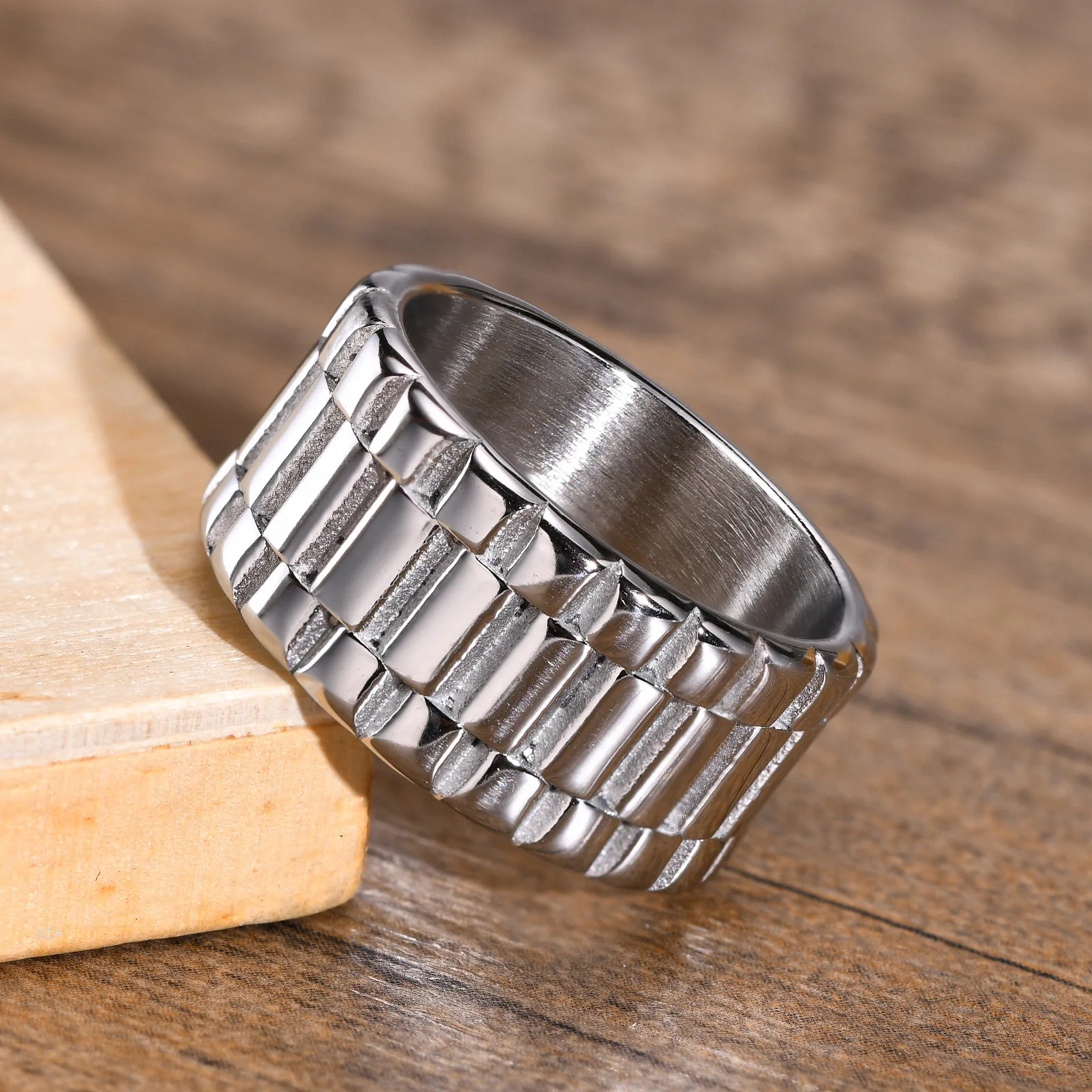 Stylish Stainless Steel Presidential Watch Link Rings for Men Male Gifts Jewelry