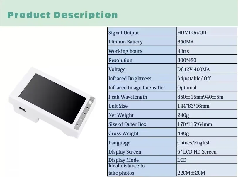 Clinic Hospital Home Use Portable Vein finder handheld blood Vessel Venous Viewer HD Imaging Instrument LCD Display Detector