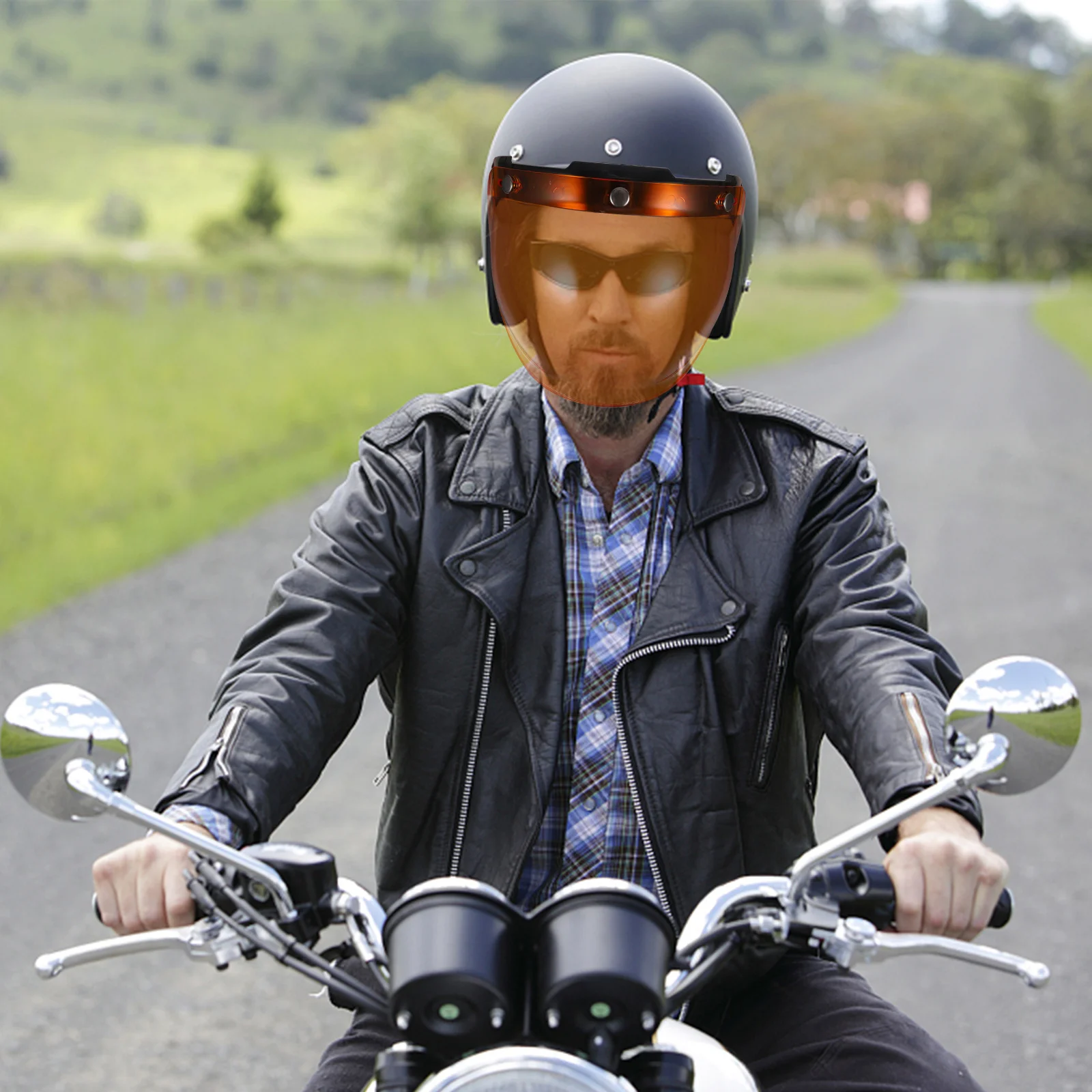 

Motorcycle Pc Fence Goggles Visor Amber Anti-Glare Windproof Shield Detachable Adjustable Buckle Rack for Riding