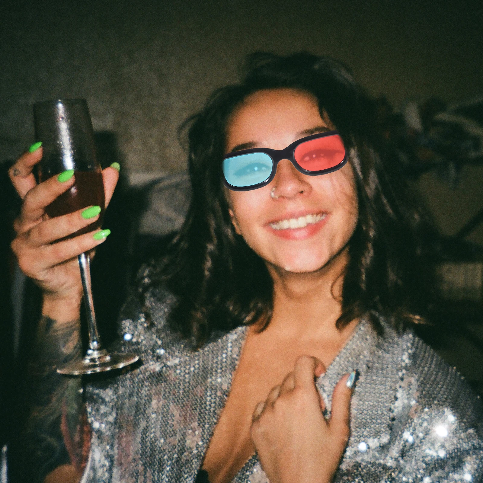 

4 шт. 3D-очки для проекторов, фильмов, красная, синяя оправа, универсальная совместимость со смартфонами, компьютерами для погружения