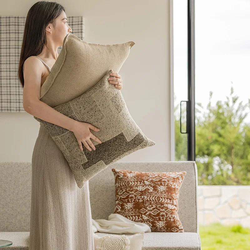 Pillow Living Room Sofa Cushion Bedroom Window Cushion Waist Pillow Light Luxury Jacquard Pillow Cover