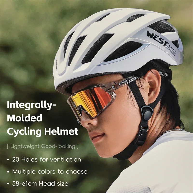 WEST BIKING Cycling Helmets White Road Bike Integrally-Molded Helmet Multicolor Aerodynamic Helmets Couples Sport Safety Gear