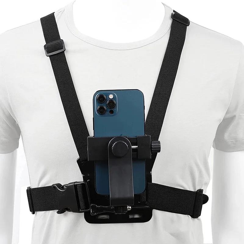 Adjustable Phone Clip Holder Mobile Phone Chest Mount Harness Strap Stand for Samsung Huawei iPhone 13 POV Video Outdoor Sports