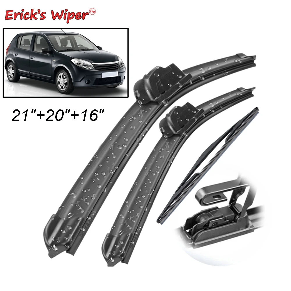 Erick\'s Wiper Front & Rear Wiper Blades Set Kit For Dacia Renault Sandero MK1 2007 - 2012 Windshield Windscreen Window 21\