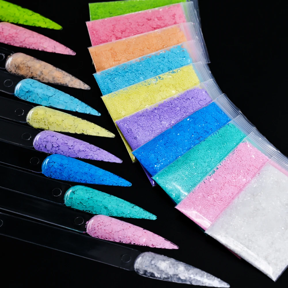 10 gr/beutel Macaron Hexagon Nagel Glitter Pailletten Gemischte Größe Einfarbig Sparkly Nagel Glitter Flocken Bunte Nagel Dekoration Pailletten