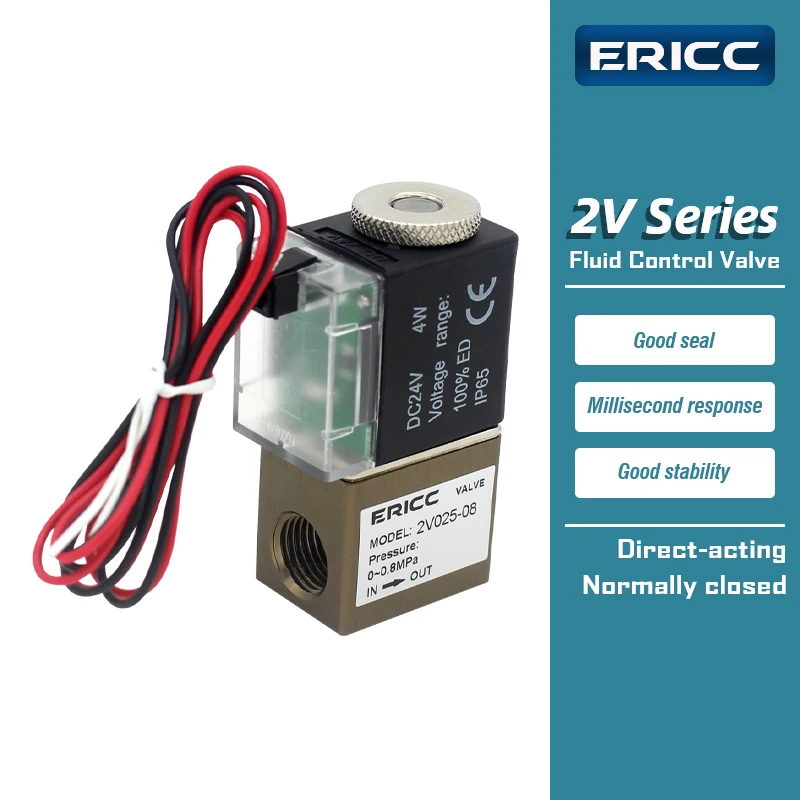 

2V025-08 2V025-06 Normally Closed 2 Way 2 Position Air Solenoid Valve Fluid Control Valve 1/4 1/8 DC12V 24V AC220V 110V