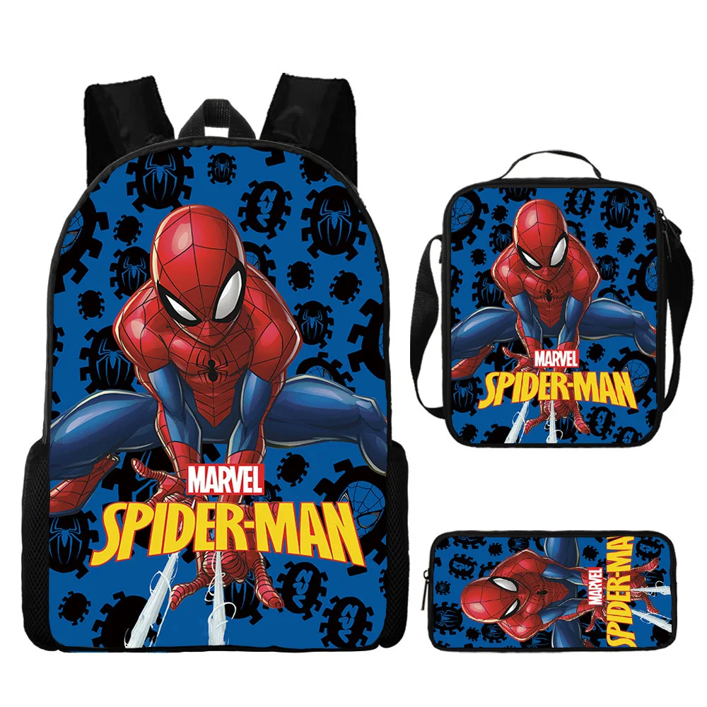 3 sztuk/zestaw Marvel Spider plecak męski piórnik torba na Lunch duża pojemność kreskówka odzież szkolna lekki tornister Kids Gif