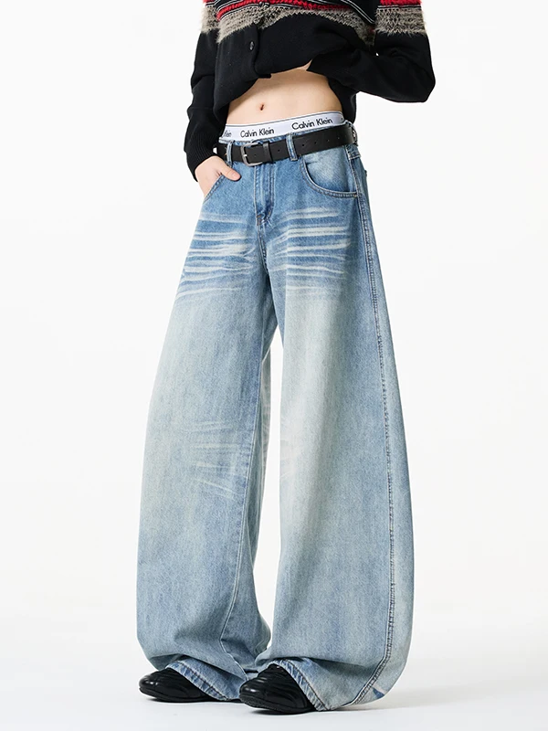 

Мужские джинсы American Waed: Весенние винтажные брюки Cleanfit Knife в стиле High Street, свободные, широкие штанины