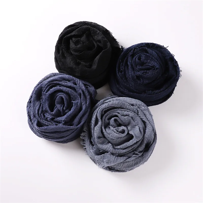 Women New Cotton Linen Scarf For Girls Students Autumn Winter Solid Color Scarves Retro Soft Foulard Viscose Female Wrap Shawls