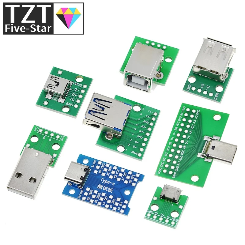 10-teilige Micro-USB-zu-DIP-Adapterplatine – 5-polig, 2,54 Mm Raster, Mit Standardbuchse – Für DIY & Steckbrett-Projekte