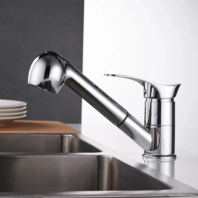 High Quality Pull Out Pull Taps Sink Kitchen Motor Home Single Hole Faucet Caravan RV Bathroom Pull Pipe Faucet Mixer Tap