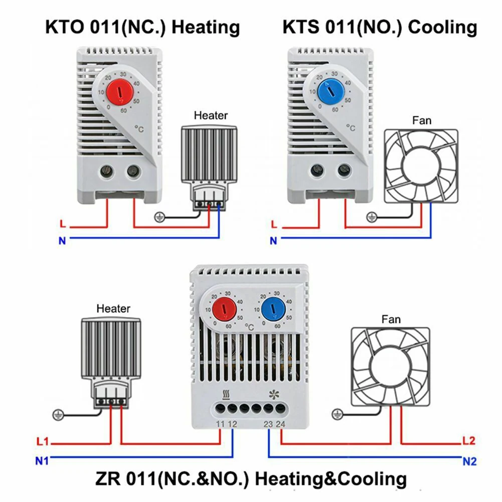 1Pc  Cabinet Mini Thermostat Compact Mechanical Temperature Controller Thermoregulator Switch Thermostat KTO 011 KTS 011 ZR 011