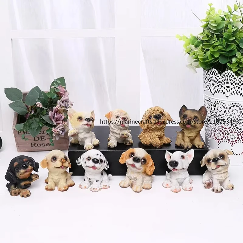 

10 Pcs Resin Simulation Animal Puppy Ornaments Creative Home Decoration Living Room TV Cabinet Desk Small Decoration Crafts