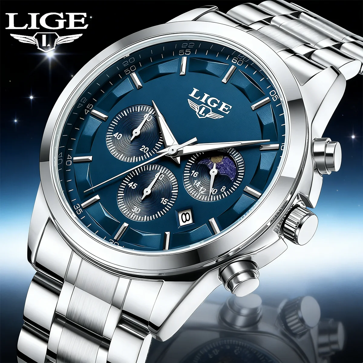 Montre homme LIGE, marque haut de gamme, montre de luxe, montre de sport décontractée, montre en acier inoxydable, calendrier, étanche, lumineuse, montre à quartz pour homme