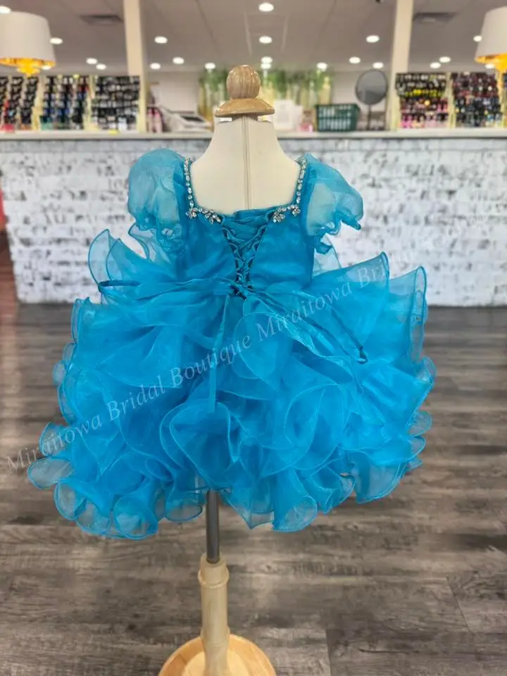 Paillettes Cupcake fille Pageant robe mancherons jaune court petit enfant anniversaire amusant mode Cocktail robe de soirée infantile enfant en bas âge Miss