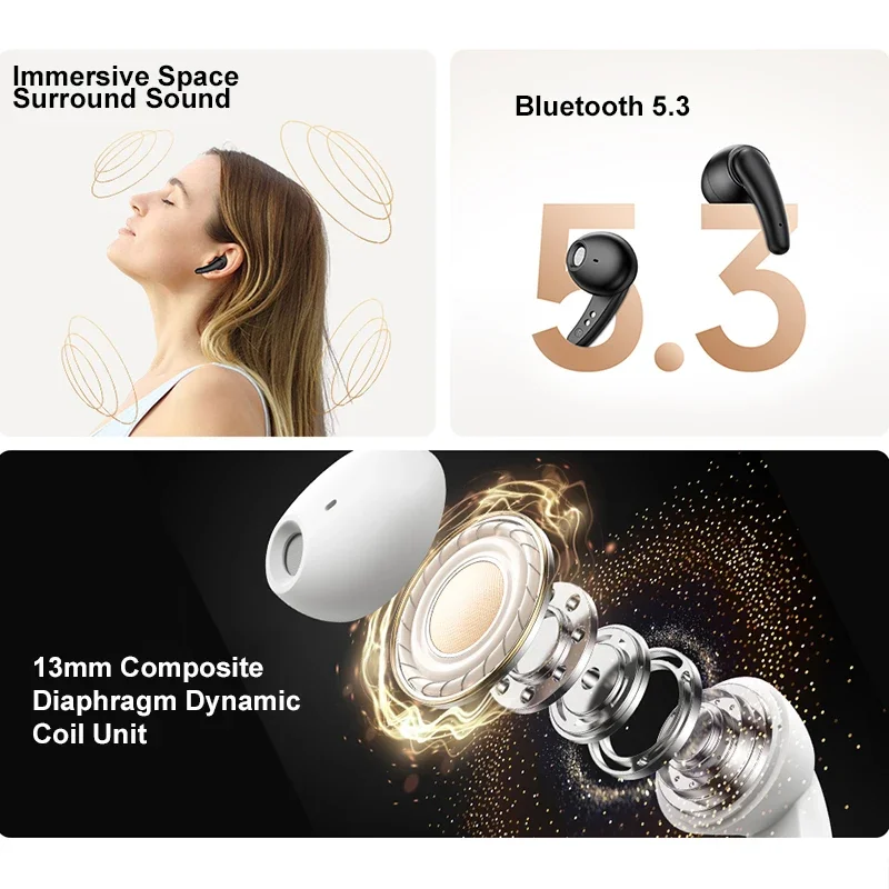 Awei T75 Bluetooth 5.3 Earphones HIFI Quality TWS Wireless Earbuds Sport Headset Waterproof Music Earphones for All Smartphone