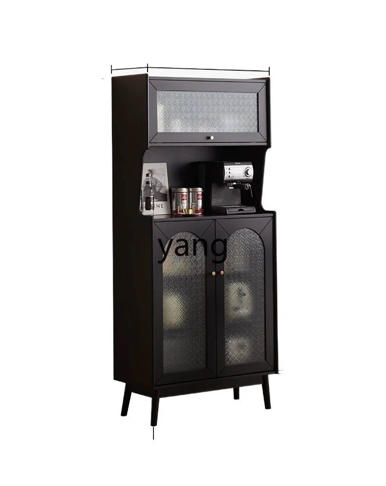 

Yjq Solid Wood Living Room Meal Side Wall Integrated Cabinet Household Restaurant Storage Cabinet Black