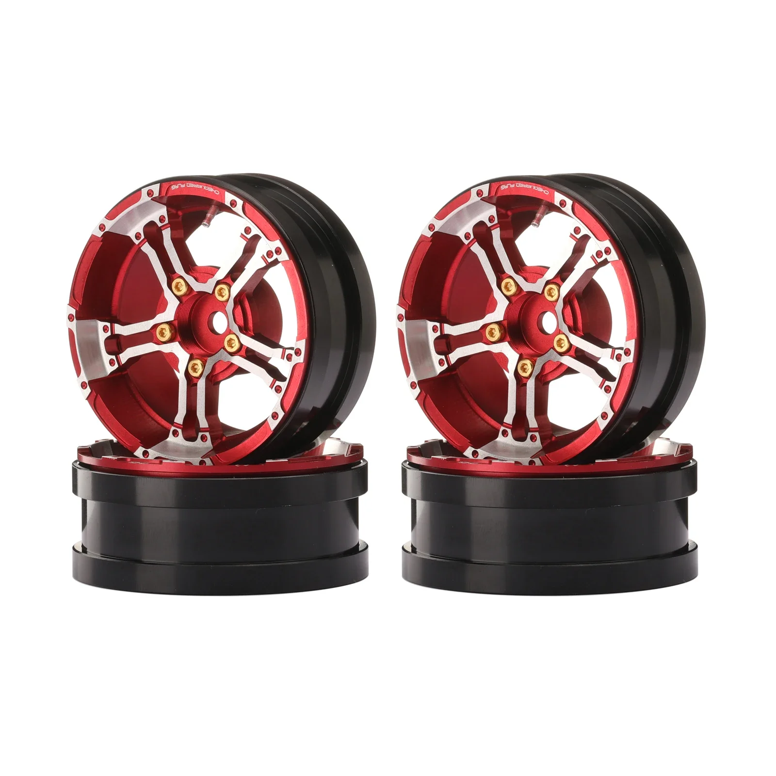 DC 4PCS 1/10 1.9 Inch Aluminium Alloy Simulation Metal Wheel FDX-J Five-claw Wheel Black/Red Anodized Model RC Car Parts