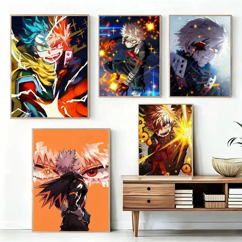 

B-Bakugo A-Anime K-Katsuki Poster High Quality Dorm Living Room Aesthetic Wall Decoration Painting Stickers Gift