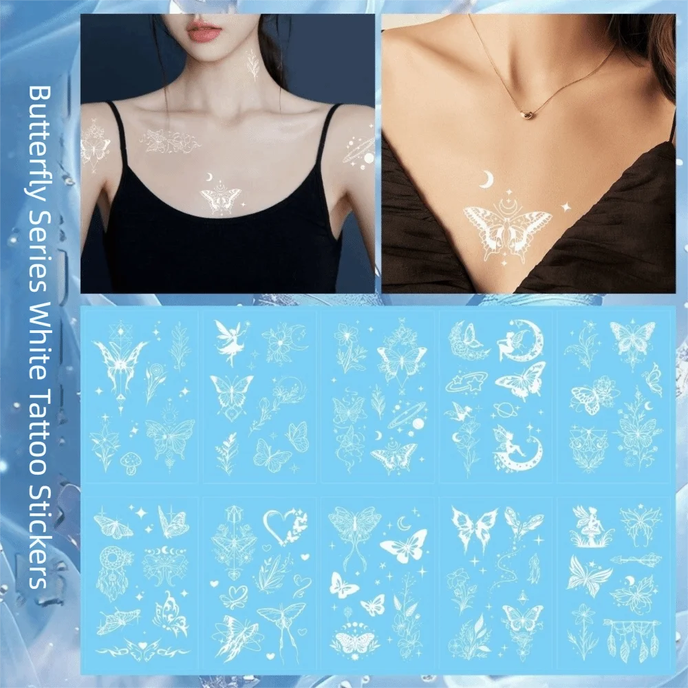 

10 шт. водонепроницаемых временных тату-наклеек: цветы, бабочки, датура, луна. Долговечные тату-наклейки для тела для женщин и мужчин.