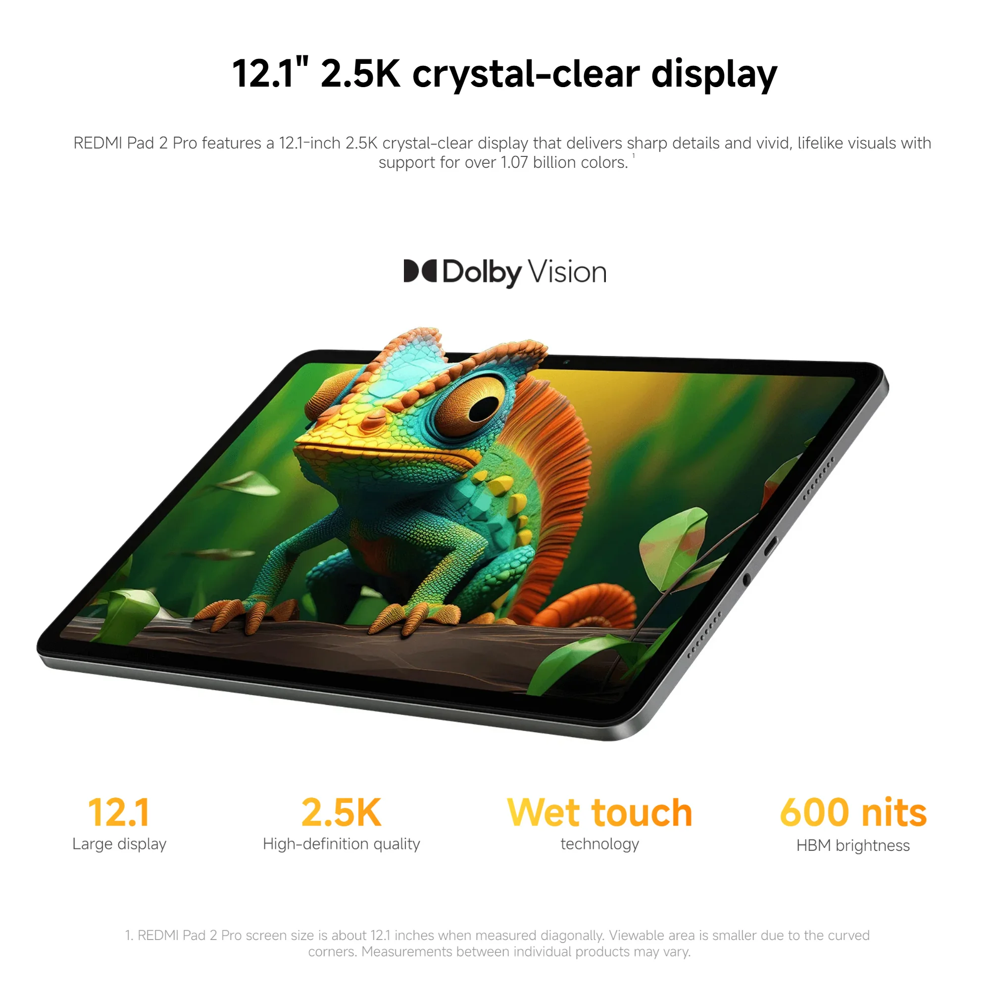 Xiaomi Redmi Pad 2 Pro, 8+256GB, Global Version, WIFI 6 12.1" 2.5K 120Hz Display Snapdragon® 7s Gen 4 Mobile Platform 8MP Camera 12000mAh 33W
