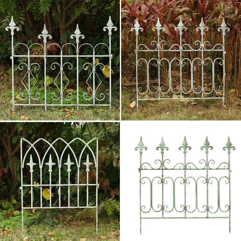 Iron Garden Fence Outdoor Metal Border for Flower Bed Rustic Landscape Divider for Villa Garden Courtyard Plant Support Barrier