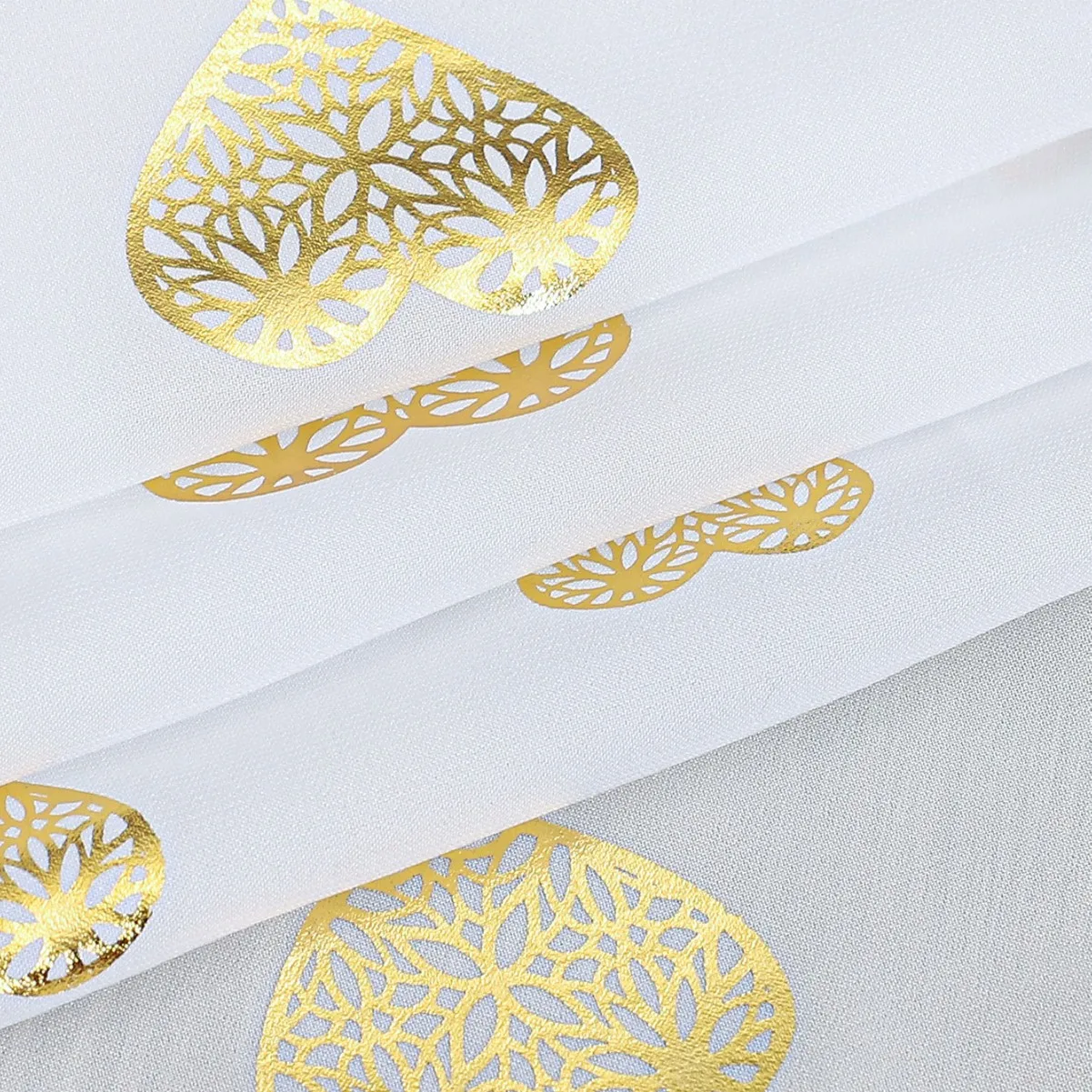 Golden Heart Print Sheer Curtains for Living Room Semi-Sheer Voile Window Drapes Cute & Minimalist Style Soft Light Filtering