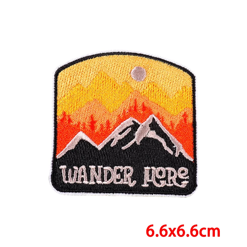 Mountains Adventure Patch Iron On Patches On Clothes Sunset Applique Embroidered Patches For Clothing Stickers Sew/Fusible Patch